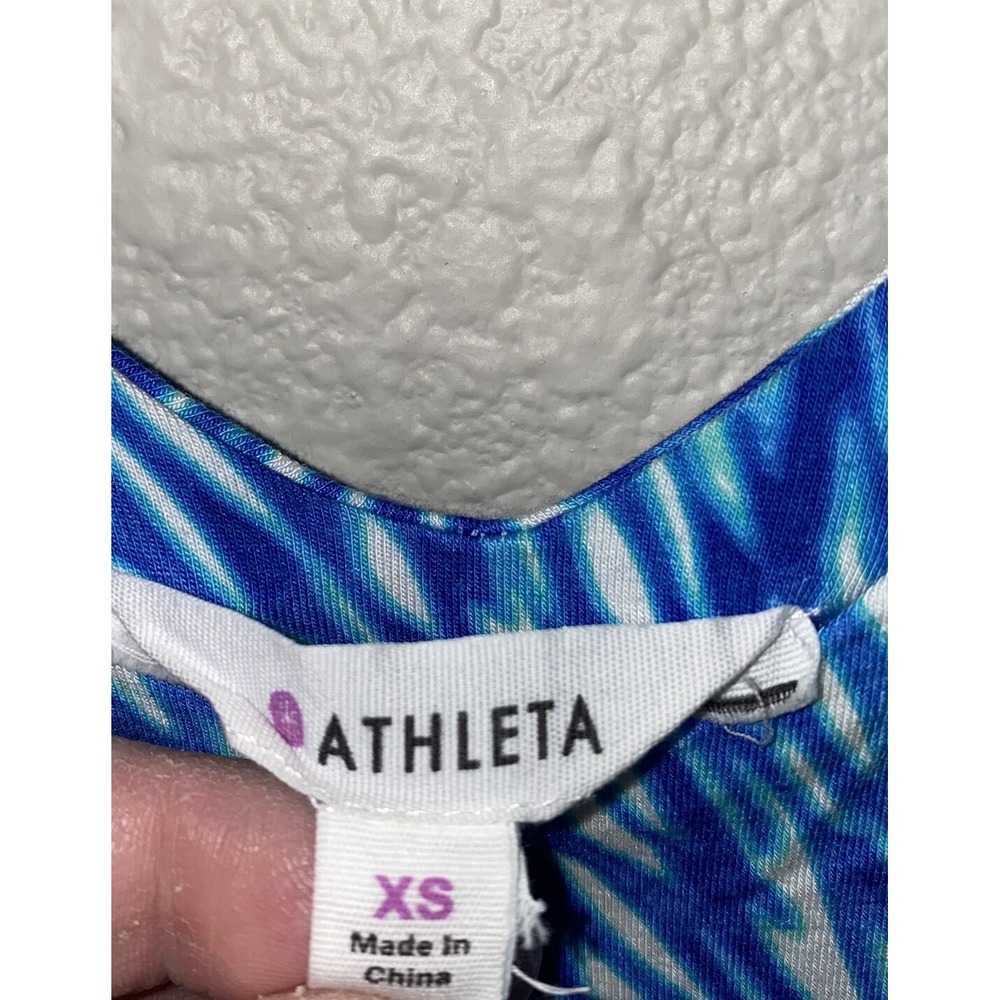 ATHLETA Starfish Reef Print Dress Sleeveless Blue Size XS Stretch Beach Cruise - Picture 5 of 7